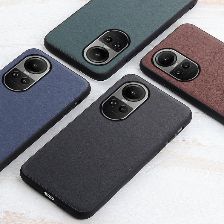 For OPPO Reno10 Global / 10 Pro Global Lambskin Texture Genuine Leather Phone Case(Brown) by buy2fix