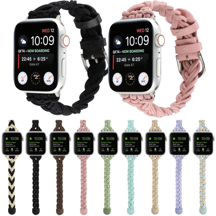 Single Elastic Nylon Braid Watch Band For Apple Watch Ultra 49mm&Watch Ultra 2 49mm / Series 9&8&7 45mm / SE 3&SE 2&6&SE&5&4 44mm / 3&2&1 42mm(Apricot) by buy2fix
