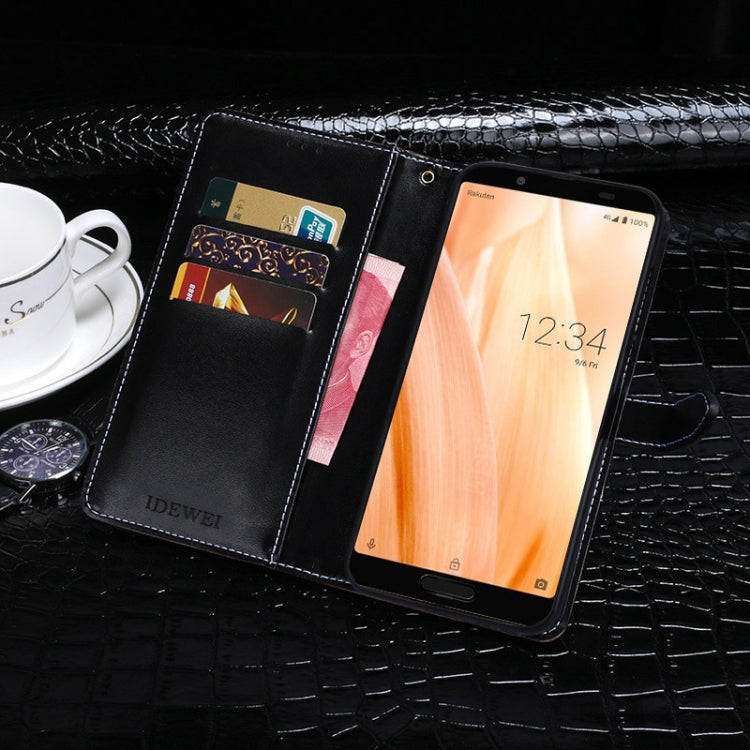 For Sharp Aquos Sense3 idewei Crocodile Texture Horizontal Flip Leather Case with Holder & Card Slots & Wallet(Black) - More Brand by idewei | Online Shopping UK | buy2fix