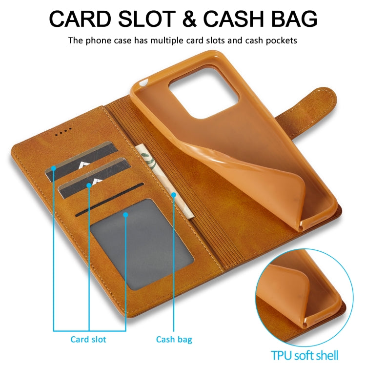 For Xiaomi Redmi Note 13 5G LC.IMEEKE Calf Texture Leather Phone Case(Brown) by LC.IMEEKE