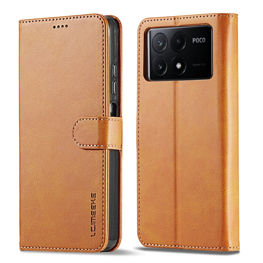 For Xiaomi Poco X6 Pro LC.IMEEKE Calf Texture Leather Phone Case(Brown) by LC.IMEEKE