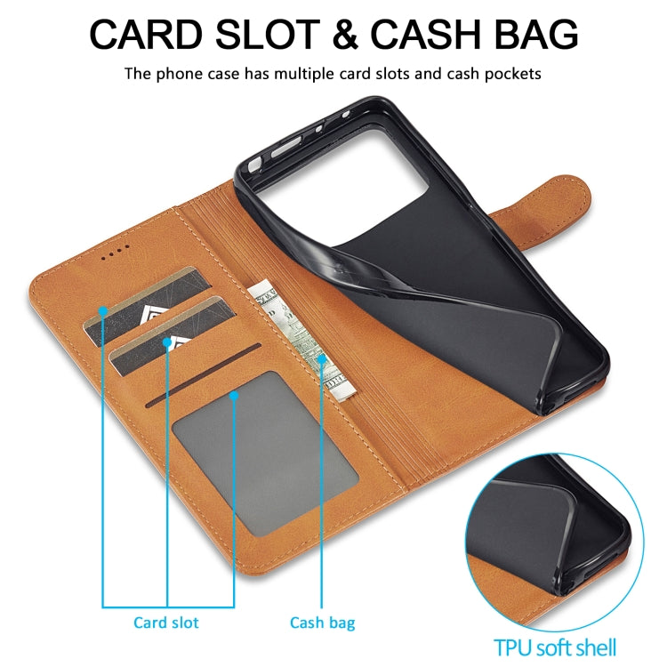 For Xiaomi Poco X6 Pro LC.IMEEKE Calf Texture Leather Phone Case(Brown) by LC.IMEEKE