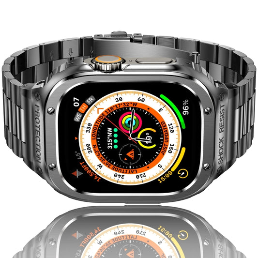 Metal Integrated Watch Protective Case For Apple Watch Series 9 / 8 / 7 45mm(Grey) - Watch Cases by buy2fix | Online Shopping UK | buy2fix