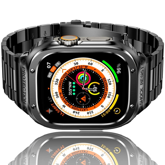 Metal Integrated Watch Protective Case For Apple Watch Series 9 / 8 / 7 45mm(Black) by buy2fix