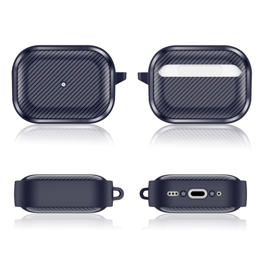 For AirPods Pro 2 Photo Frame Carbon Fiber Series Earphone Case(Dark Blue) by buy2fix