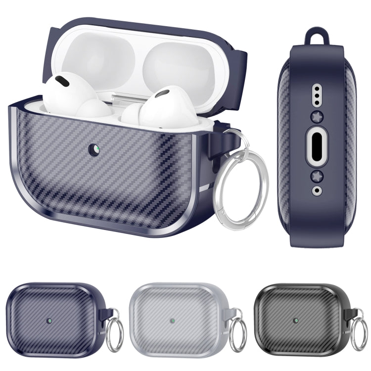 For AirPods Pro 2 Photo Frame Carbon Fiber Series Earphone Case(Dark Blue) by buy2fix