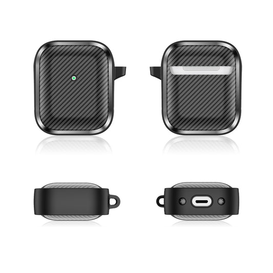 For AirPods 1 / 2 Photo Frame Carbon Fiber Series Earphone Case(Black) by buy2fix