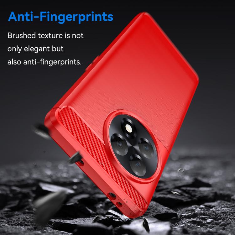 For OnePlus 11R Brushed Texture Carbon Fiber TPU Phone Case(Red) - OnePlus Cases by buy2fix | Online Shopping UK | buy2fix