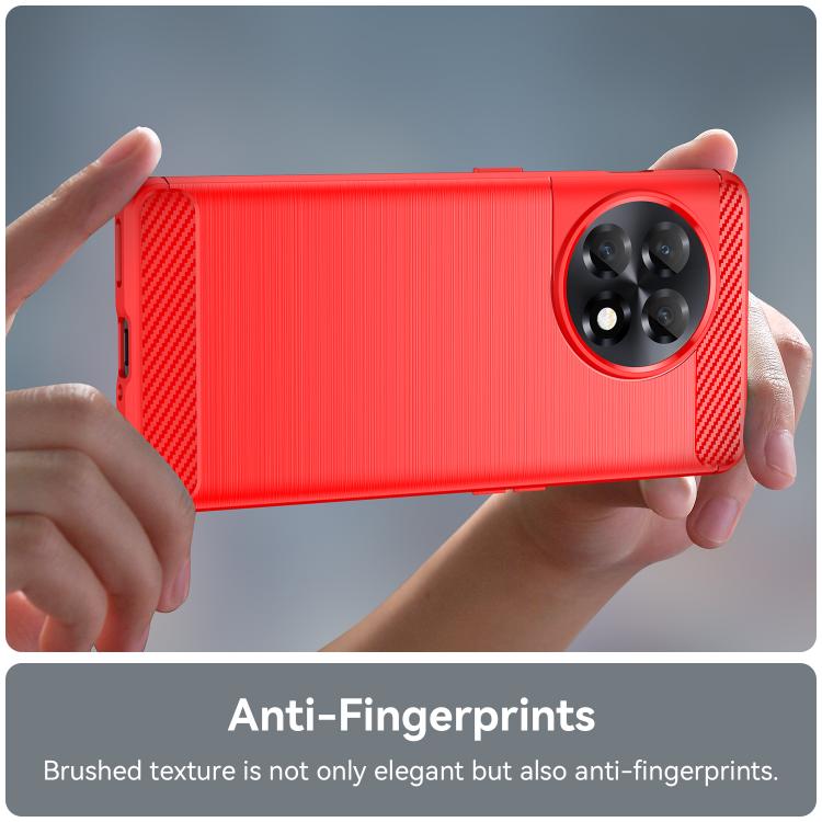 For OnePlus 11R Brushed Texture Carbon Fiber TPU Phone Case(Red) - OnePlus Cases by buy2fix | Online Shopping UK | buy2fix