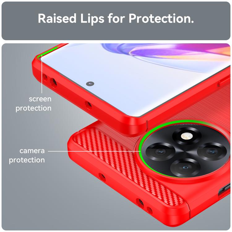 For OnePlus 11R Brushed Texture Carbon Fiber TPU Phone Case(Red) - OnePlus Cases by buy2fix | Online Shopping UK | buy2fix