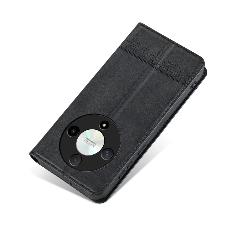 For Honor Magic6 Lite 5G/X9b AZNS Magnetic Calf Texture Flip Leather Phone Case(Black) by AZNS
