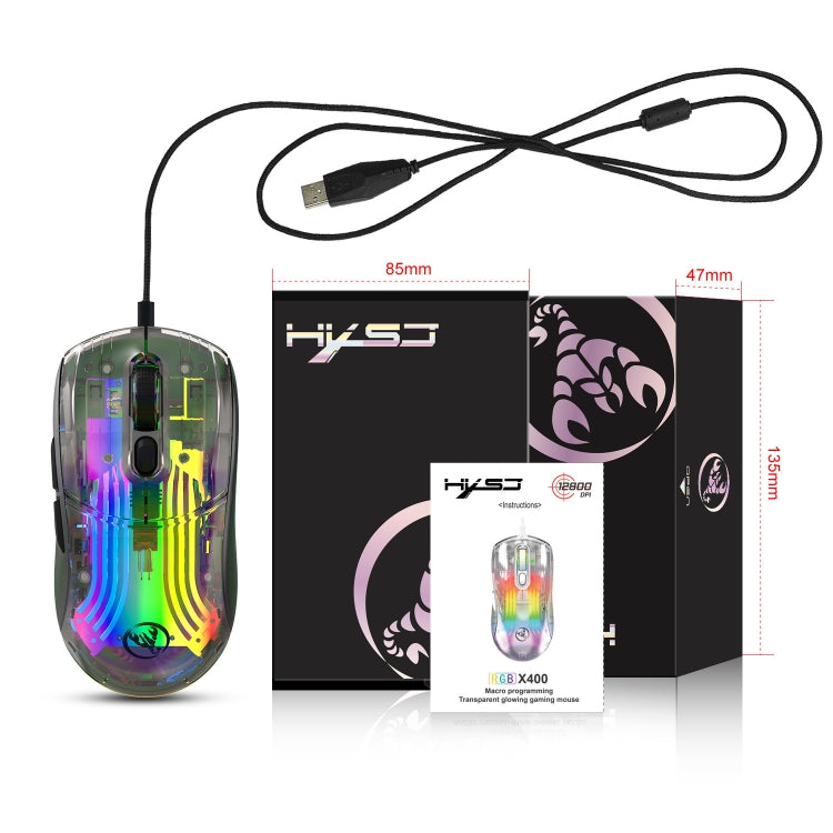 X400 7 Keys Transparent RGB Wired Gaming Mouse (Black) by REMAX