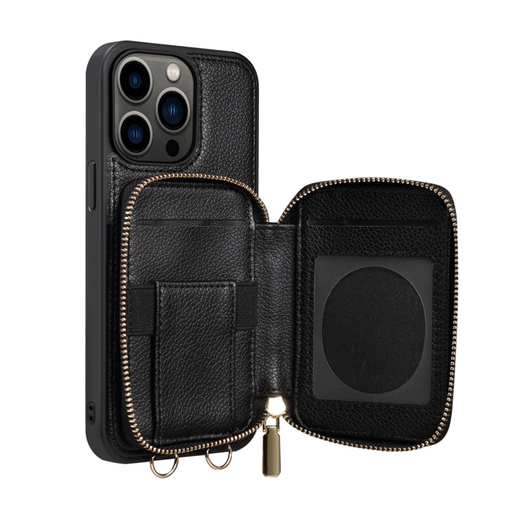 For iPhone 14 Pro Max Zipper Card Slot Phone Case(Black) - iPhone 14 Pro Max Cases by buy2fix | Online Shopping UK | buy2fix