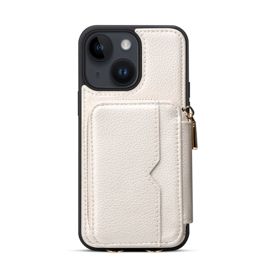 For iPhone 14 Zipper Card Slot Phone Case(White) - iPhone 14 Cases by buy2fix | Online Shopping UK | buy2fix