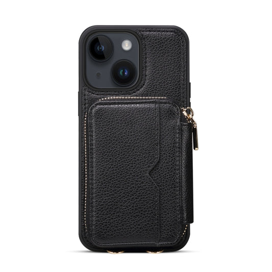 For iPhone 14 Plus Zipper Card Slot Phone Case(Black) - iPhone 14 Plus Cases by buy2fix | Online Shopping UK | buy2fix