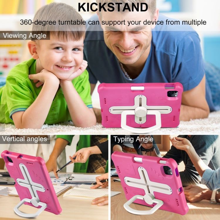 Shield 360 Rotation Handle EVA Shockproof PC Tablet Case For iPad Air 11 2024/Pro 11 2018/2020/2021/Air 4/Air 5 10.9(Rose Red Beige) by buy2fix