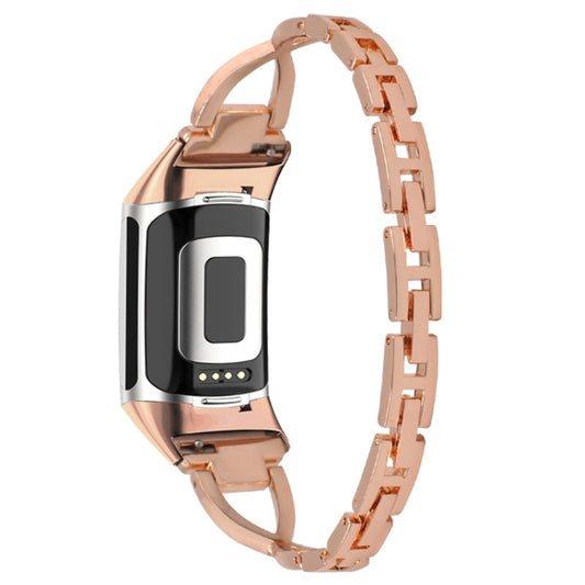 For Fitbit Charge 3 / 4 Diamond Metal Watch Band(Rose Gold) by buy2fix