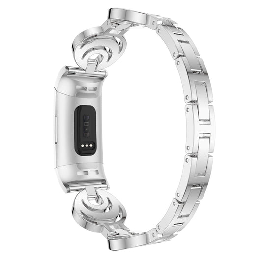For Fitbit Charge 5 Sun Moon Star Diamond Metal Watch Band(Silver) by buy2fix