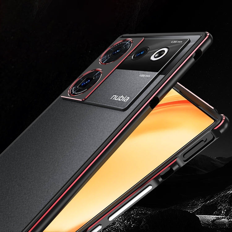 For ZTE nubia Z50 Ultra LK Aurora Metal Frame Phone Case with Lens Cover(Black Red) - ZTE Cases by buy2fix | Online Shopping UK | buy2fix