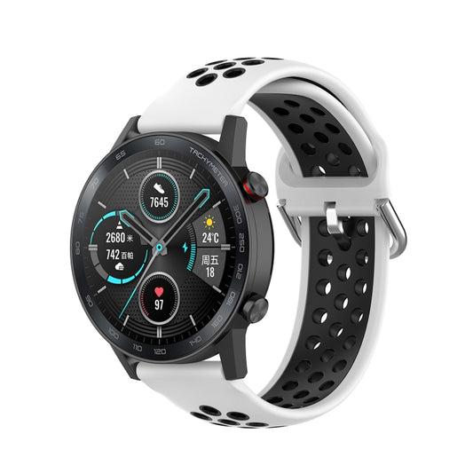 For Honor Watch GS 3i 22mm Sports Two-tone Silicone Watch Band(White Black) by buy2fix