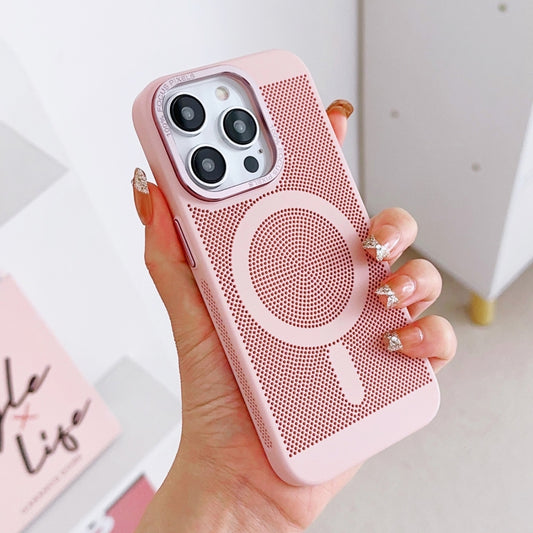 For iPhone 13 Pro Grid Cooling MagSafe Magnetic Phone Case(Pink) by buy2fix