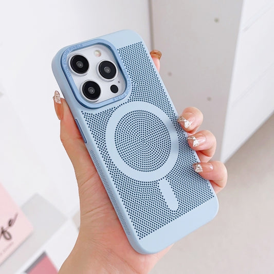 For iPhone 11 Pro Grid Cooling MagSafe Magnetic Phone Case(Sierra Blue) by buy2fix