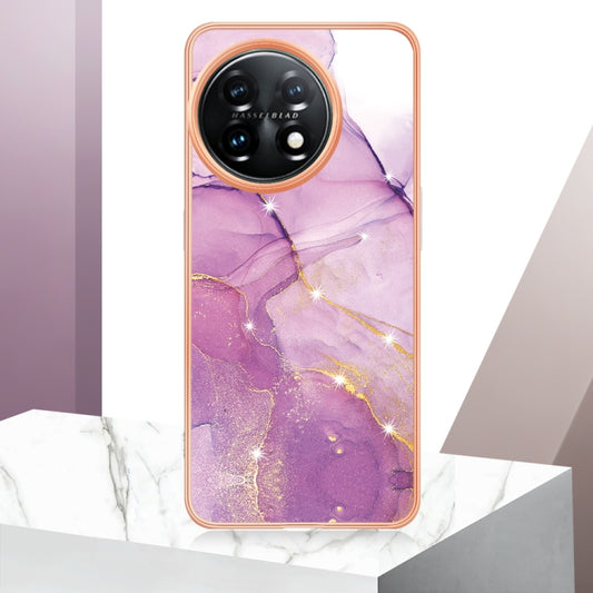 For OnePlus 11 Electroplating Marble Dual-side IMD Phone Case(Purple 001) by buy2fix