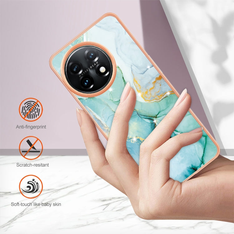 For OnePlus 11 Electroplating Marble Dual-side IMD Phone Case(Green 003) - OnePlus Cases by buy2fix | Online Shopping UK | buy2fix