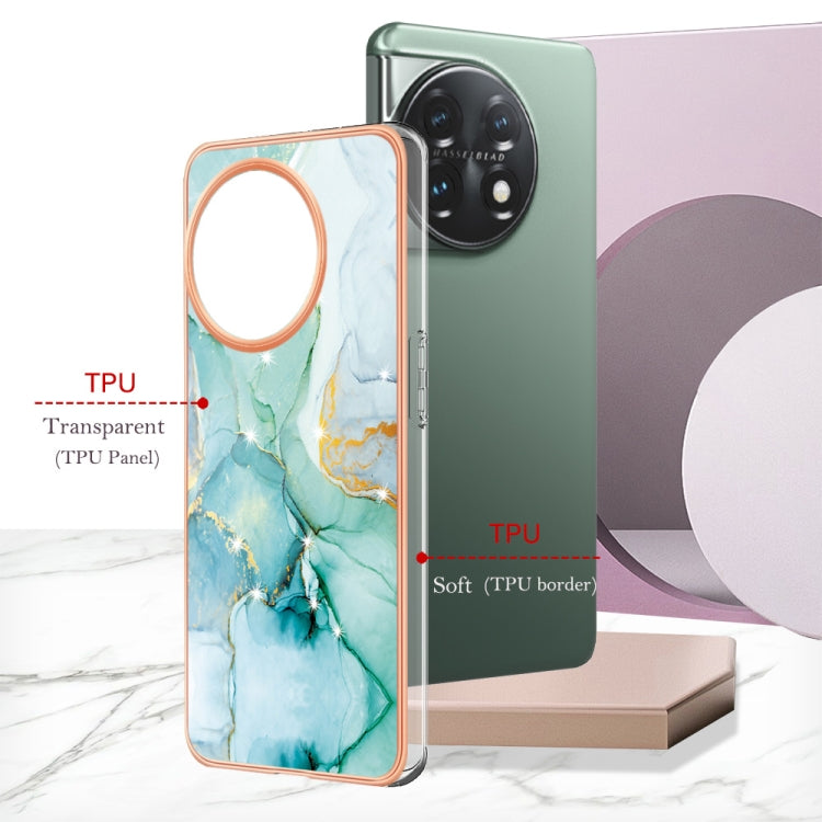 For OnePlus 11 Electroplating Marble Dual-side IMD Phone Case(Green 003) - OnePlus Cases by buy2fix | Online Shopping UK | buy2fix