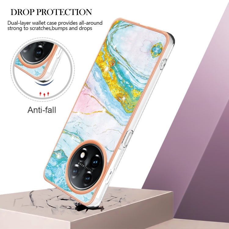 For OnePlus 11 Electroplating Marble Dual-side IMD Phone Case(Green 004) - OnePlus Cases by buy2fix | Online Shopping UK | buy2fix