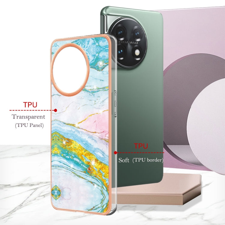 For OnePlus 11 Electroplating Marble Dual-side IMD Phone Case(Green 004) - OnePlus Cases by buy2fix | Online Shopping UK | buy2fix