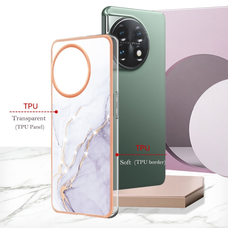 For OnePlus 11 Electroplating Marble Dual-side IMD Phone Case(White 006) - OnePlus Cases by buy2fix | Online Shopping UK | buy2fix