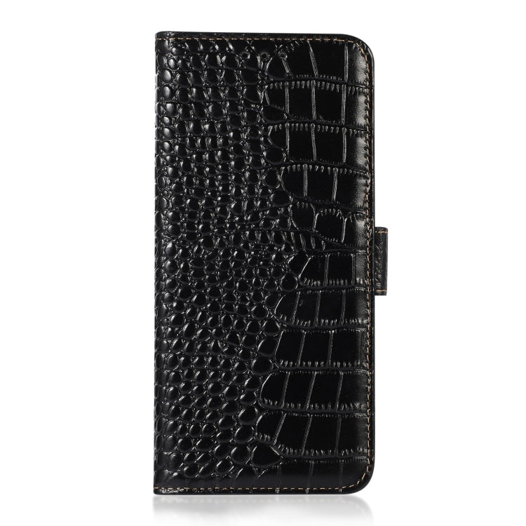 For Motorola Moto G35 Crocodile Top Layer Cowhide Leather Phone Case(Black) - Motorola Cases by buy2fix | Online Shopping UK | buy2fix