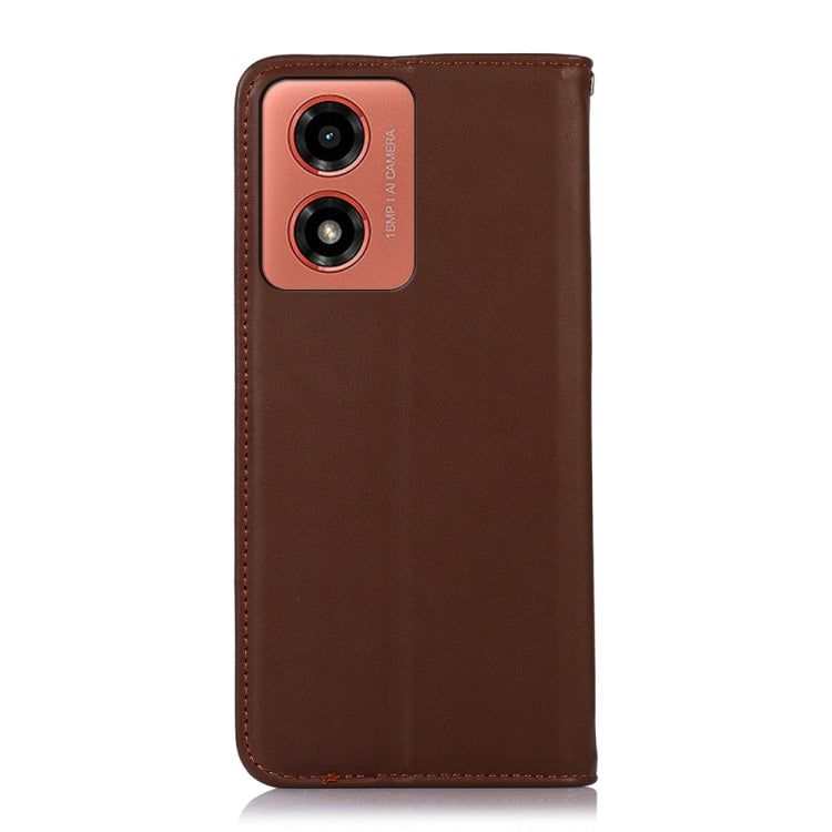 For Motorola Moto G04 / G24 KHAZNEH Nappa Top Layer Cowhide Leather Phone Case(Brown) - Motorola Cases by buy2fix | Online Shopping UK | buy2fix