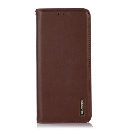 For Motorola Moto G35 KHAZNEH Nappa Top Layer Cowhide Leather Phone Case(Brown) - Motorola Cases by buy2fix | Online Shopping UK | buy2fix