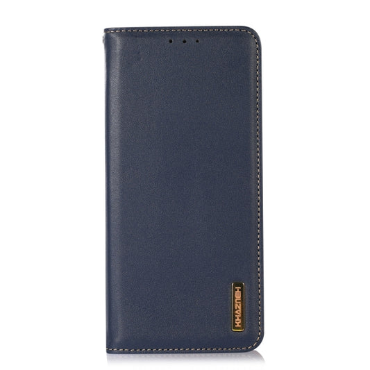 For Motorola Moto G35 KHAZNEH Nappa Top Layer Cowhide Leather Phone Case(Blue) - Motorola Cases by buy2fix | Online Shopping UK | buy2fix