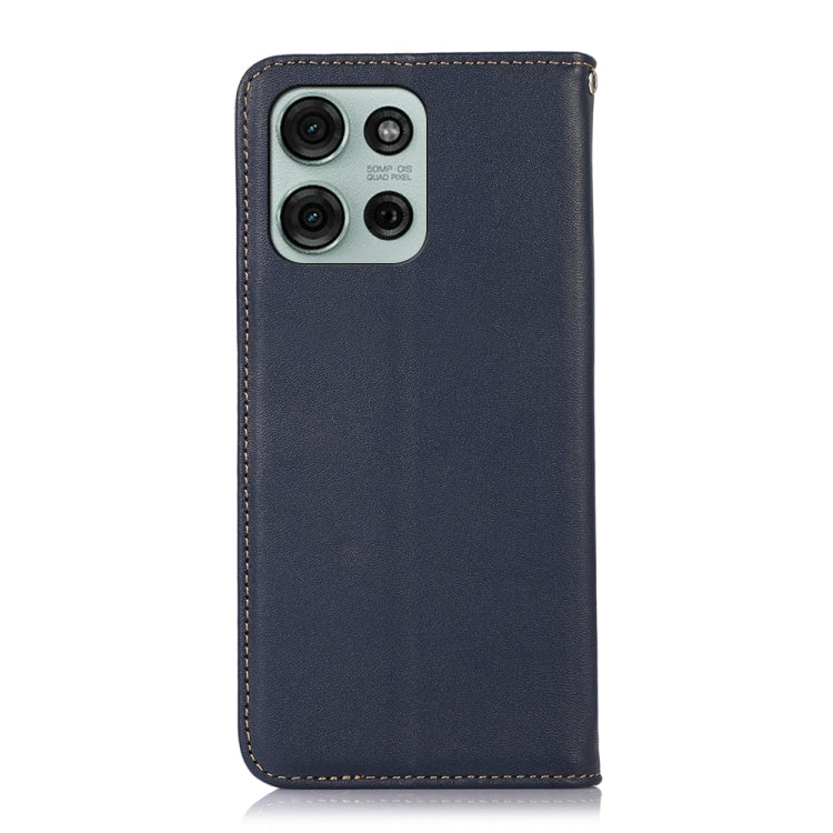 For Motorola Moto G75 5G KHAZNEH Nappa Top Layer Cowhide Leather Phone Case(Blue) - Motorola Cases by buy2fix | Online Shopping UK | buy2fix
