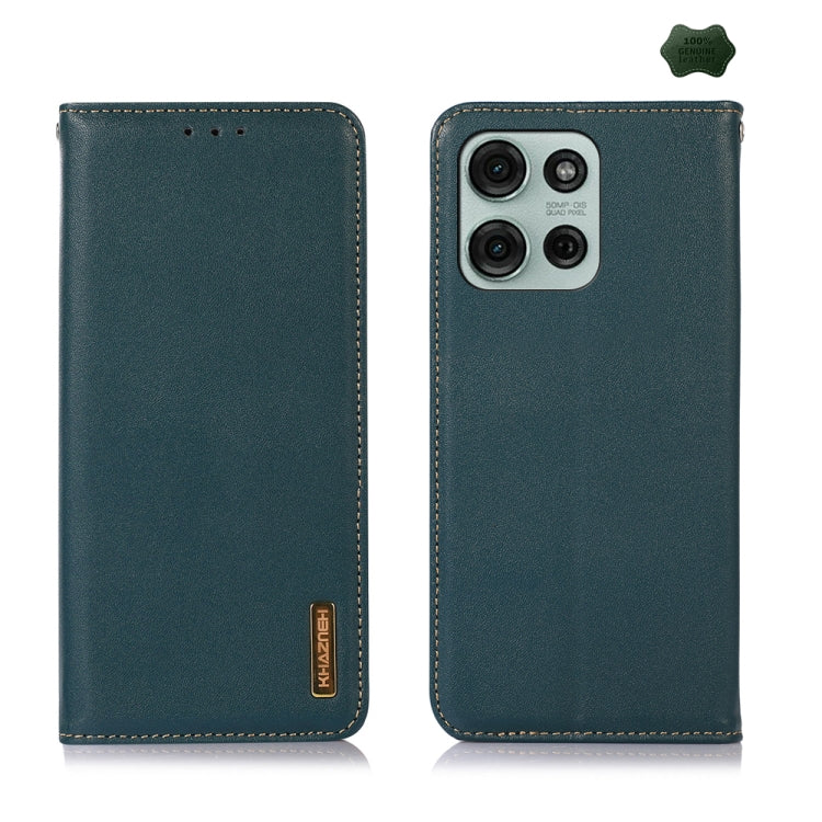 For Motorola Moto G75 5G KHAZNEH Nappa Top Layer Cowhide Leather Phone Case(Green) - Motorola Cases by buy2fix | Online Shopping UK | buy2fix