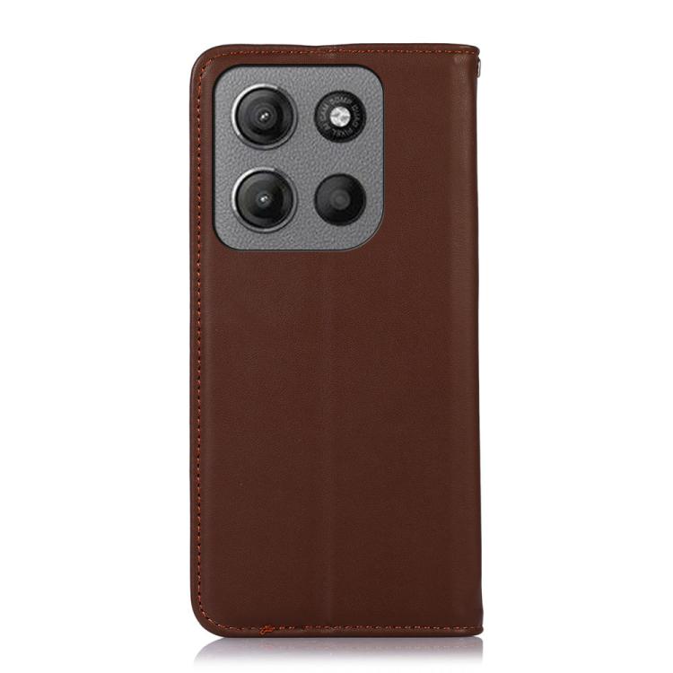 For Motorola Moto G15 4G / G05 KHAZNEH Nappa Top Layer Cowhide Leather Phone Case(Brown) - Motorola Cases by buy2fix | Online Shopping UK | buy2fix