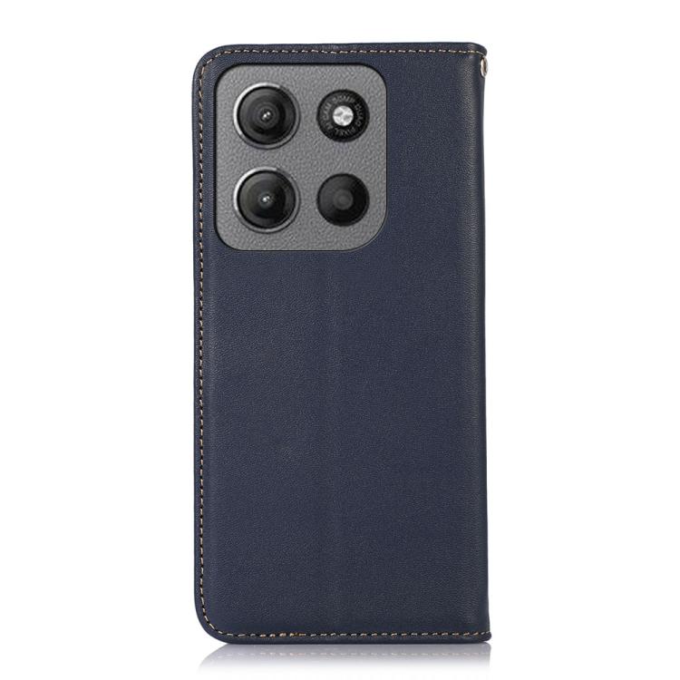 For Motorola Moto G15 4G / G05 KHAZNEH Nappa Top Layer Cowhide Leather Phone Case(Blue) - Motorola Cases by buy2fix | Online Shopping UK | buy2fix