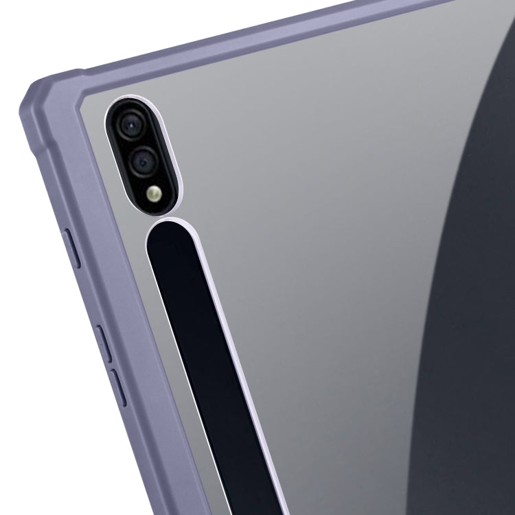 For Samsung Galaxy Tab S8 Ultra Acrylic 3-folding Smart Leather Tablet Case(Lavender) by buy2fix