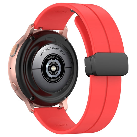 22mm Universal Flat Head Groove Folding Black Buckle Silicone Watch Band(Red) by buy2fix