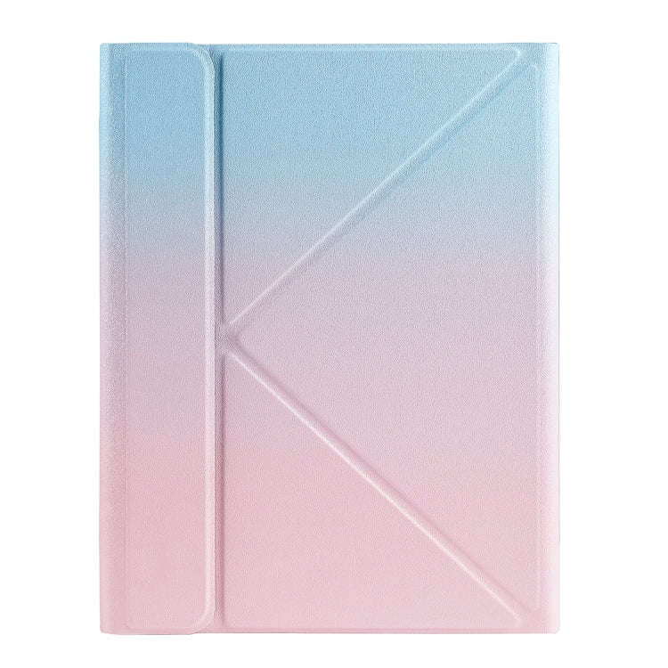 For iPad 2025 / 2022 B10S Triangle Holder Three-color Backlight Bluetooth Keyboard Leather Case(Blue Pink) - Universal by buy2fix | Online Shopping UK | buy2fix