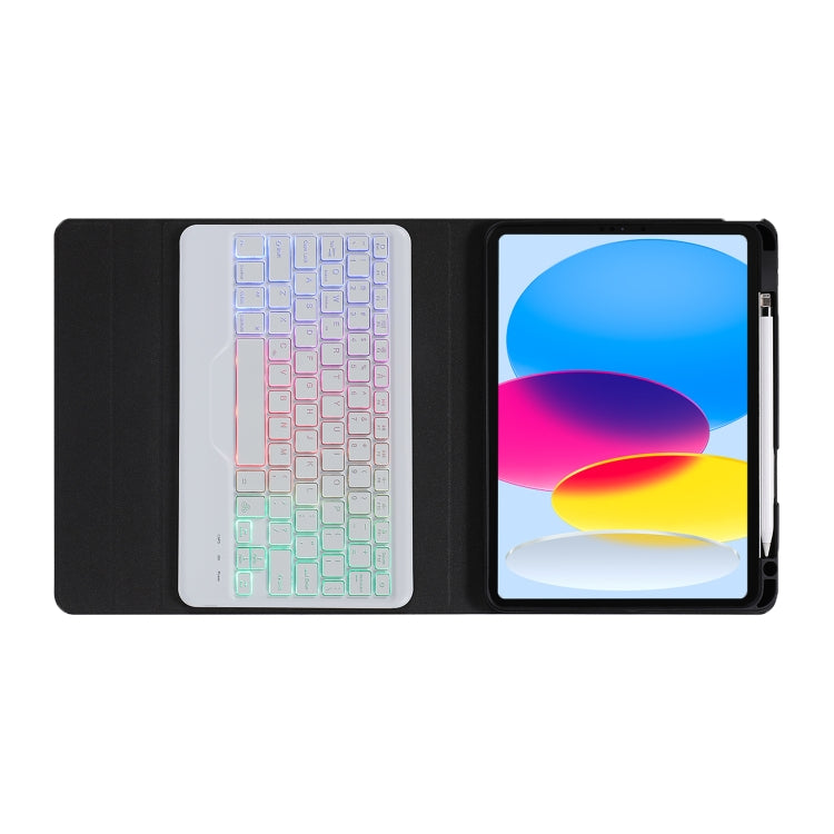 For iPad 2025 / 2022 B10S Triangle Holder Three-color Backlight Bluetooth Keyboard Leather Case(Blue Pink) - Universal by buy2fix | Online Shopping UK | buy2fix