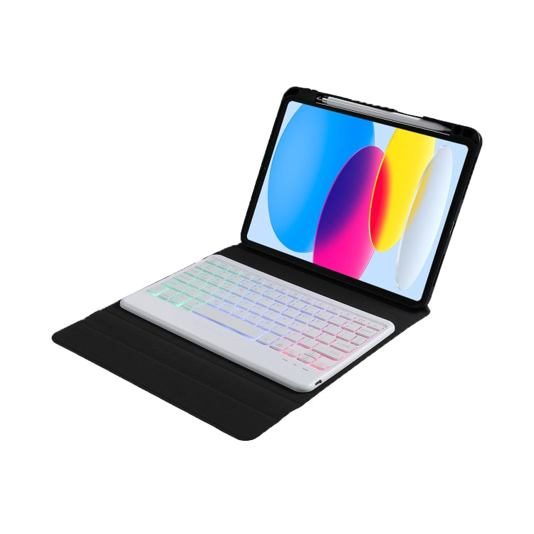 For iPad 2025 / 2022 B10S Triangle Holder Three-color Backlight Bluetooth Keyboard Leather Case(Blue Pink) - Universal by buy2fix | Online Shopping UK | buy2fix