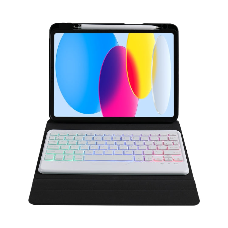 For iPad 2025 / 2022 B10S Triangle Holder Three-color Backlight Bluetooth Keyboard Leather Case(Blue Pink) - Universal by buy2fix | Online Shopping UK | buy2fix