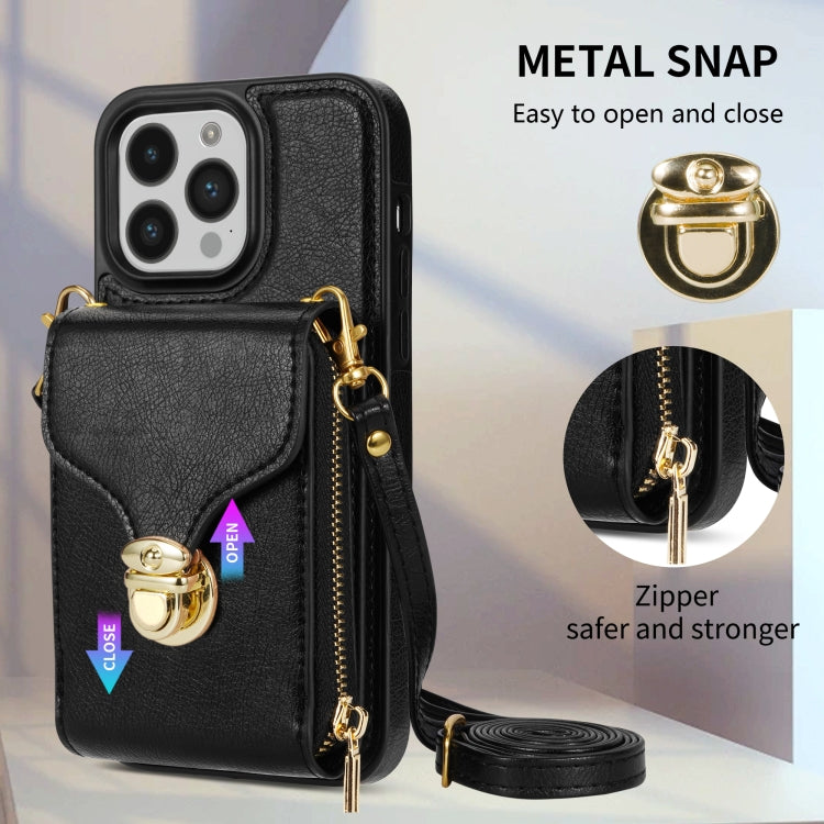 For iPhone 14 Pro Max Zipper Hardware Card Wallet Phone Case(Black) - iPhone 14 Pro Max Cases by buy2fix | Online Shopping UK | buy2fix