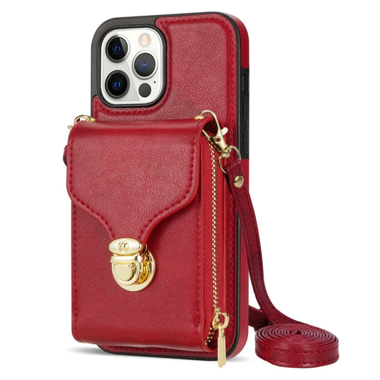 For iPhone 13 Pro Zipper Hardware Card Wallet Phone Case(Red) - iPhone 13 Pro Cases by buy2fix | Online Shopping UK | buy2fix