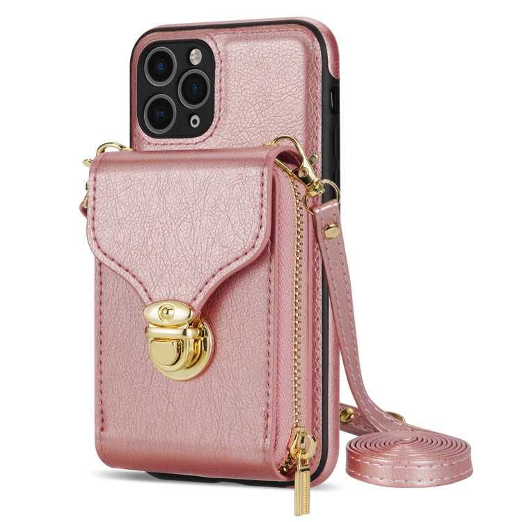 For iPhone 11 Pro Max Zipper Hardware Card Wallet Phone Case(Rose Gold) - iPhone 11 Pro Max Cases by buy2fix | Online Shopping UK | buy2fix