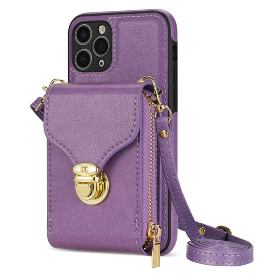 For iPhone 11 Pro Zipper Hardware Card Wallet Phone Case(Purple) - iPhone 11 Pro Cases by buy2fix | Online Shopping UK | buy2fix